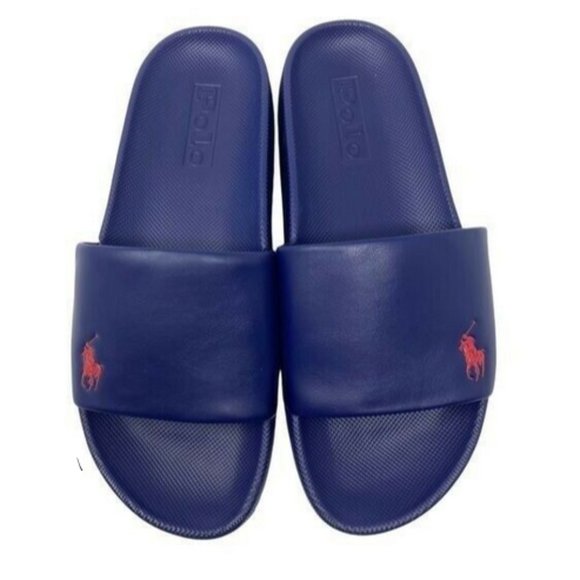 Polo Ralph Lauren Leather Cayson Pony Pool Slide Men\'s Size 11 Navy … main image 5